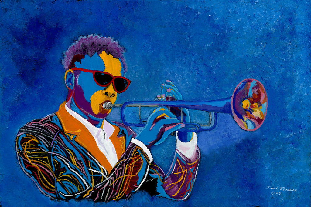 Blue Horn Jazz Fine Art Print | Jazz Wall Art | O'Bannon Studios