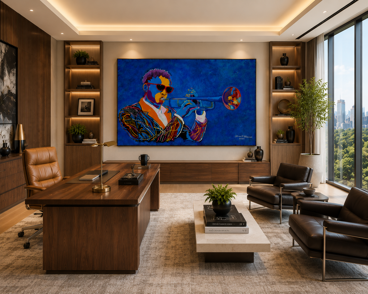 Blue Horn Jazz Fine Art Print | Jazz Wall Art | O'Bannon Studios