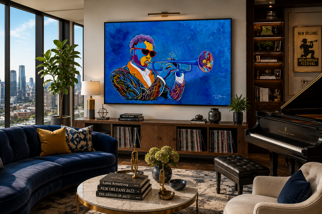 Blue Horn Jazz Fine Art Print | Jazz Wall Art | O'Bannon Studios